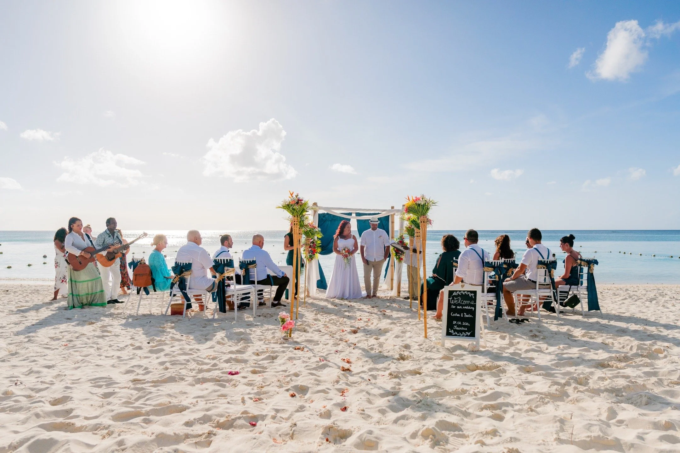This is what a sunny beach wedding in Mauritius actually looks like.