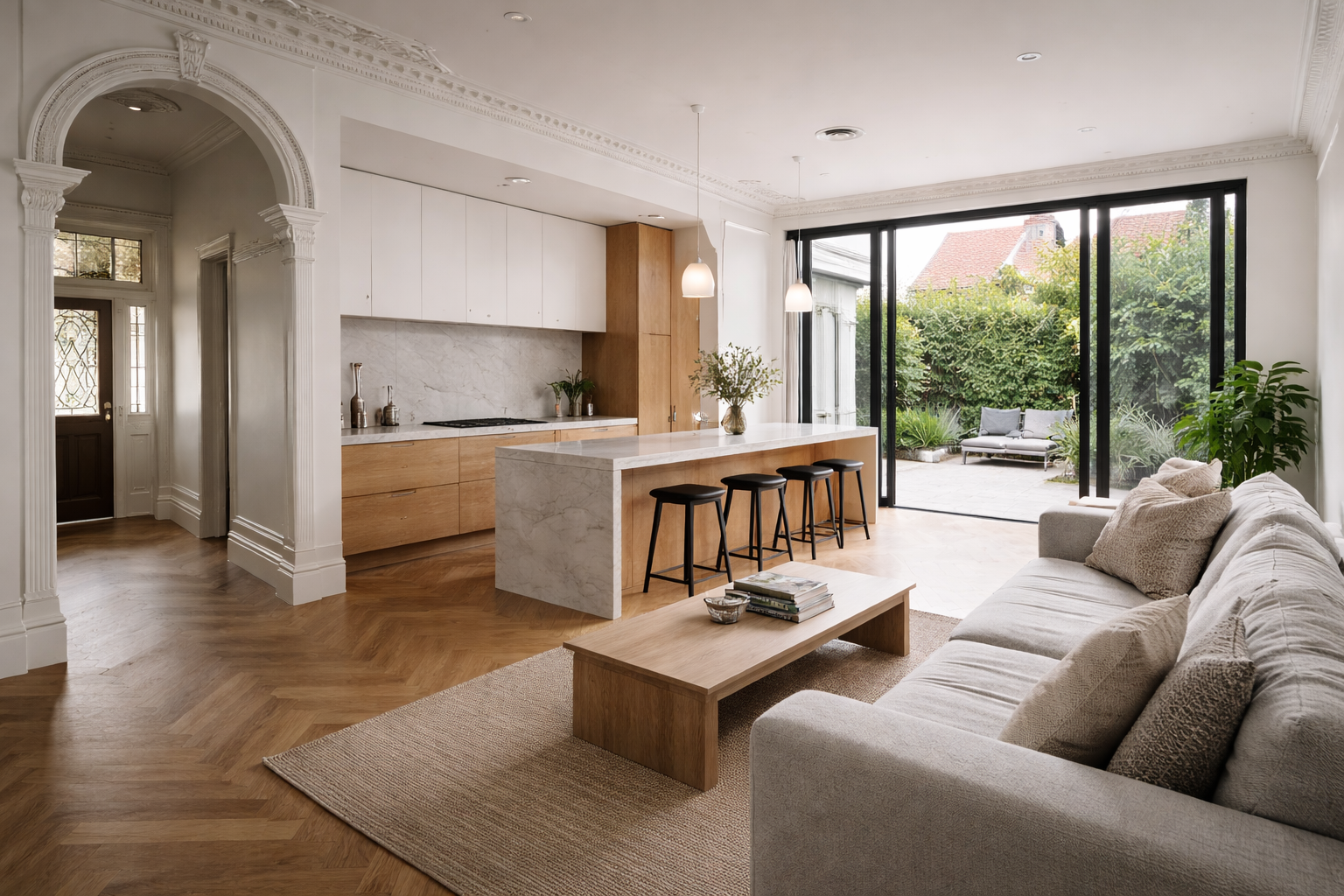 Heritage house renovation, modern kitchen design and build by Box Domus in Fitzroy North