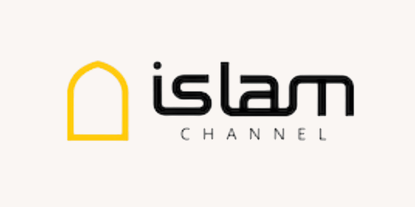 Logo of Islam Channel with a yellow outline of a mosque and black text that says 'islam' and 'CHANNEL' underneath.