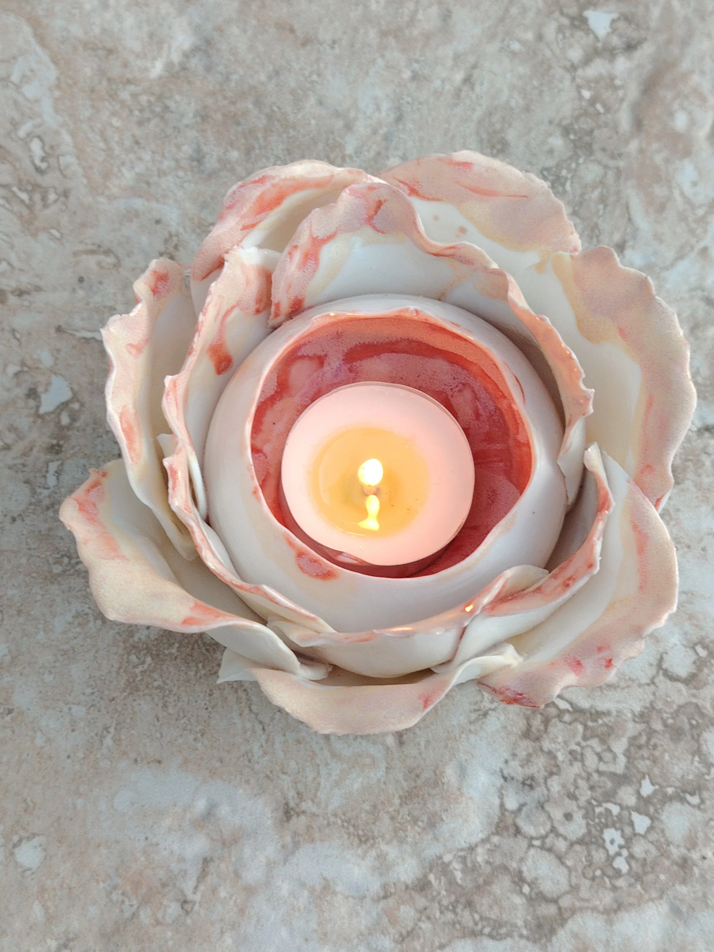 Porcelain Rose Petal Tealight Holder