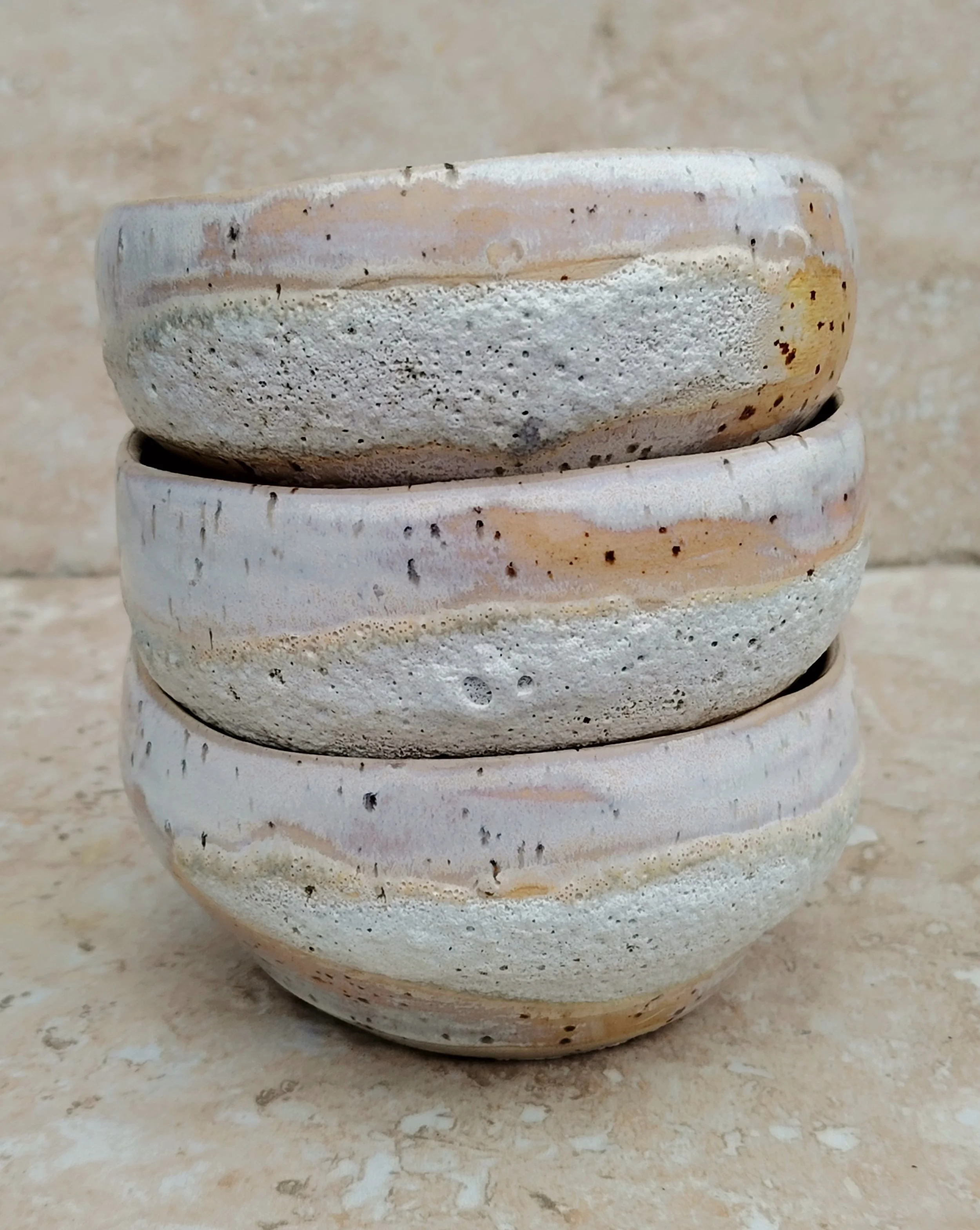 Set of Three Lava Glaze Ceramic Cups