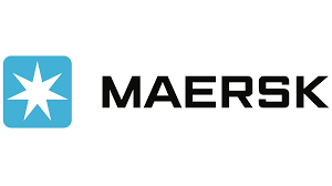 Maersk logo with blue star symbol and black text