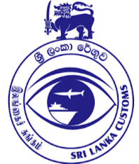 Seal of Sri Lanka Customs featuring a lion, a ship, and text in Sinhala, Tamil, and English.