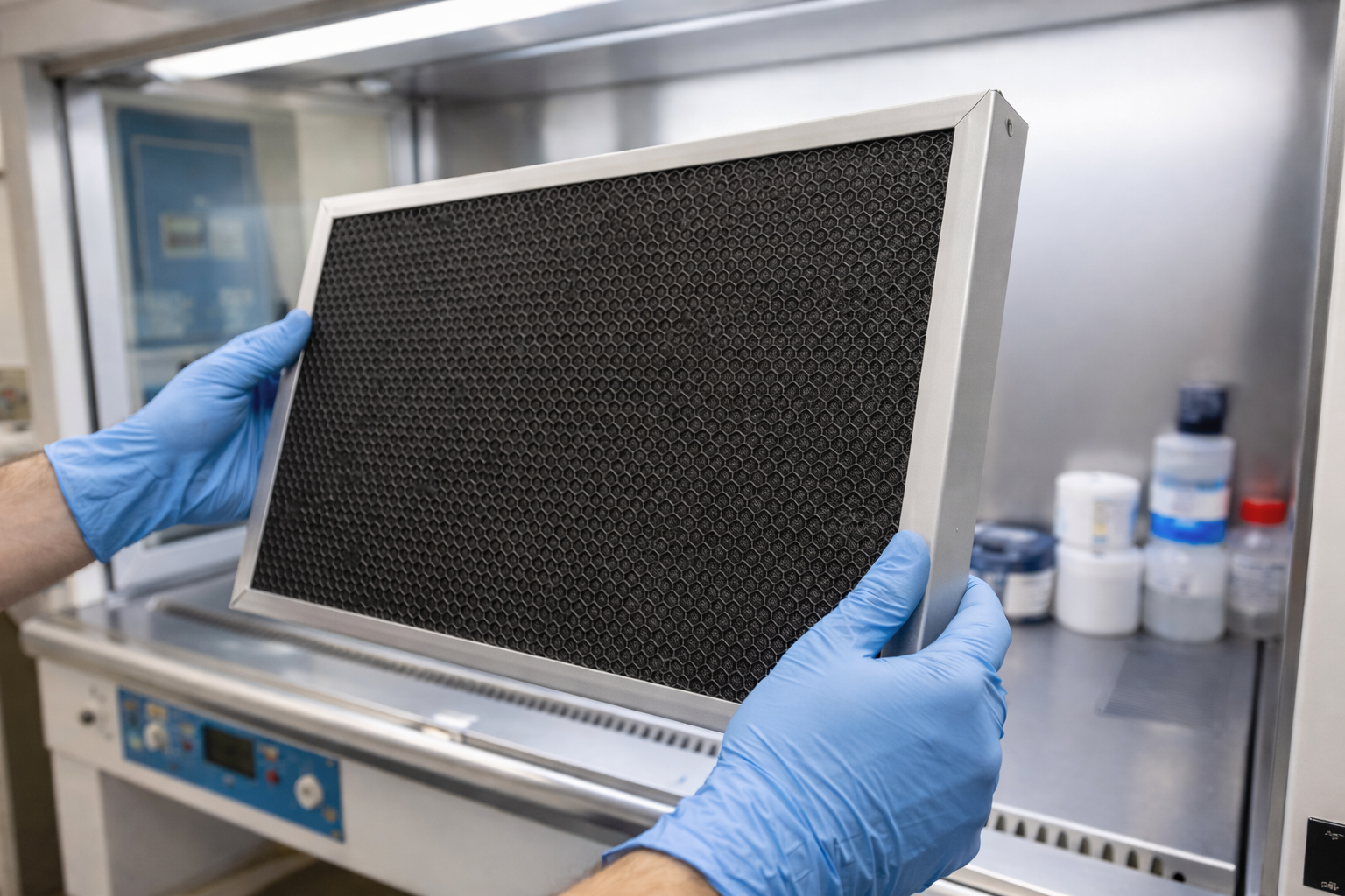 sostituzione filtro a carbone attivi, sostituzione filtro hepa, sostituzione filtri cappa aspirante, sostituzione filtri cappa chimica, sostituzione filtri laboratorio, sostituzione filtri armadi aspiranti, fornitura filtri