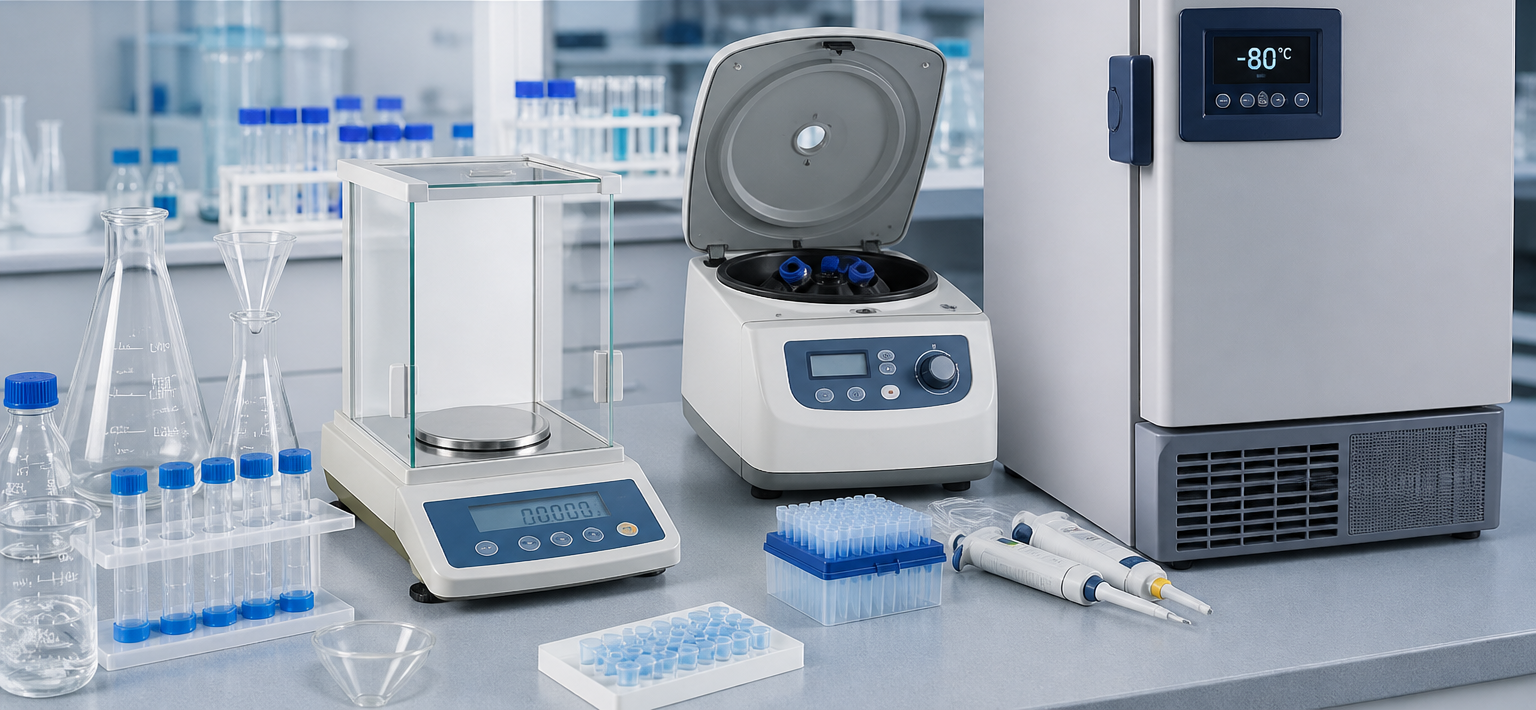 consumabili da laboratorio, vetreria, bilance, ultracongelatore, centrifughe