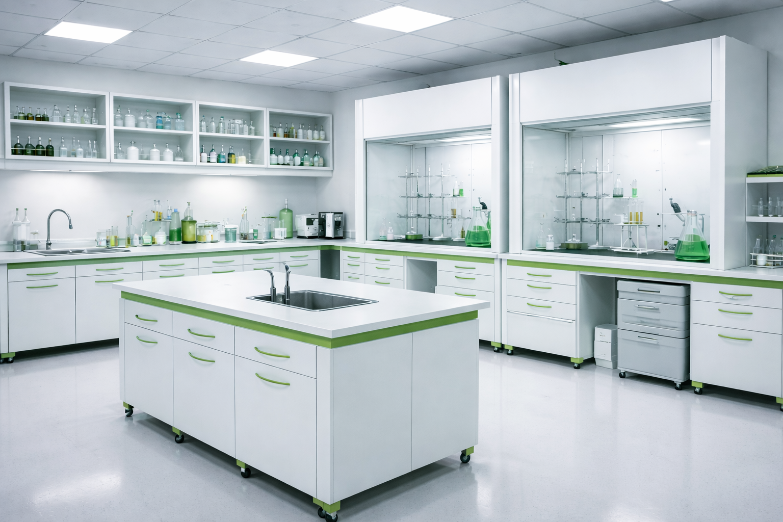Installazione e fornitura di arredi tecnici e cappe chimiche aspiranti in un laboratorio analisi