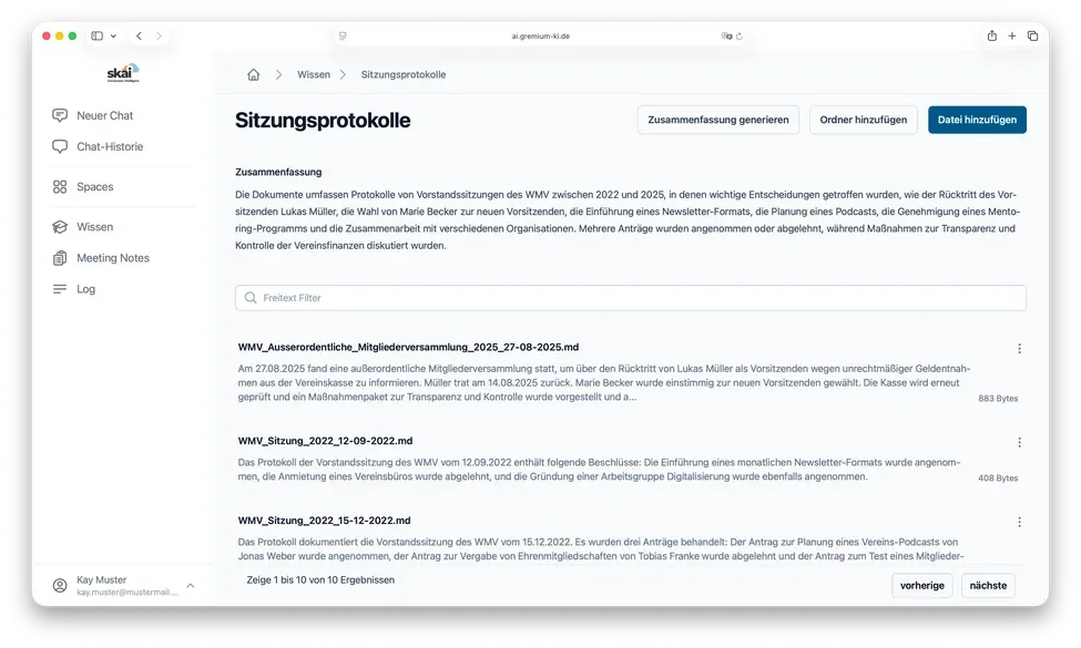 Hinterlegtes Wissen speichern & abrufen