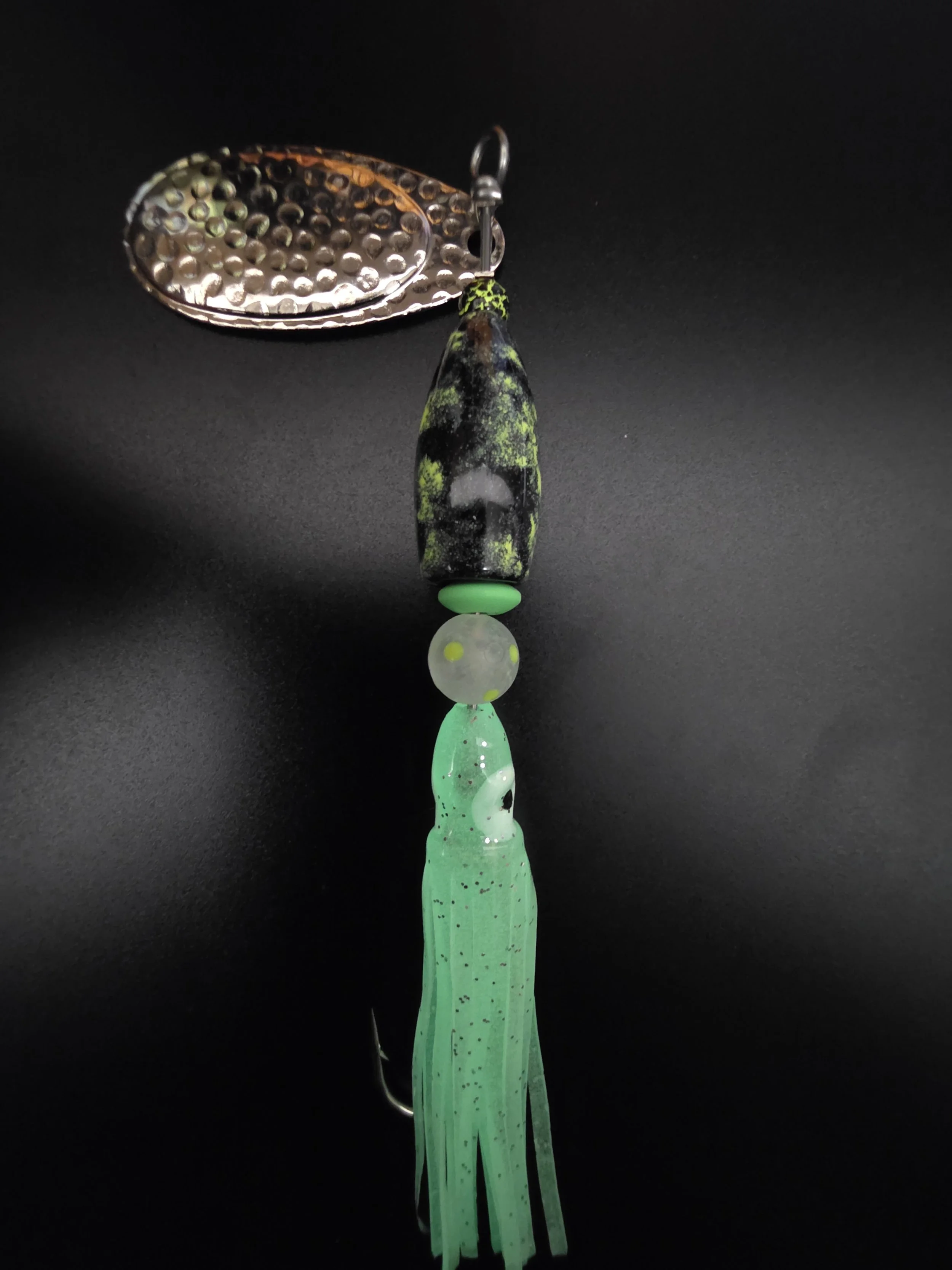The Monster 3/4 oz fishing lure in Chartreuse Green and Black by NW CUSTOM LURES