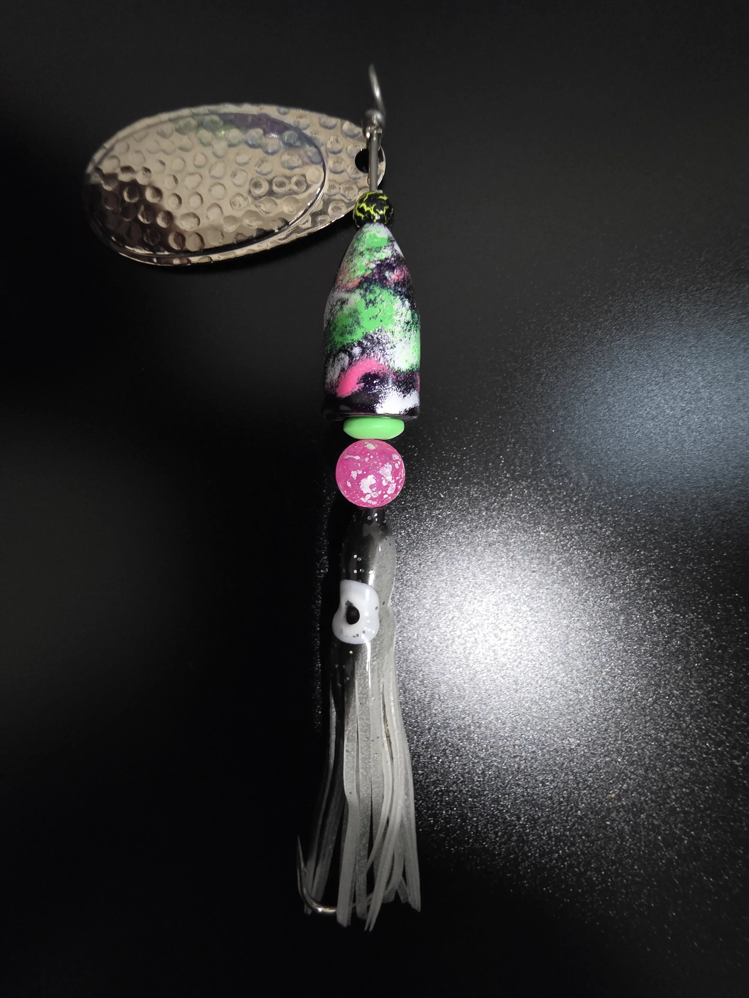 Best salmon lure: KAMAKAZI Voodoo Punch 3/4 oz custom spinner with UV hoochie and Gamakatsu hook