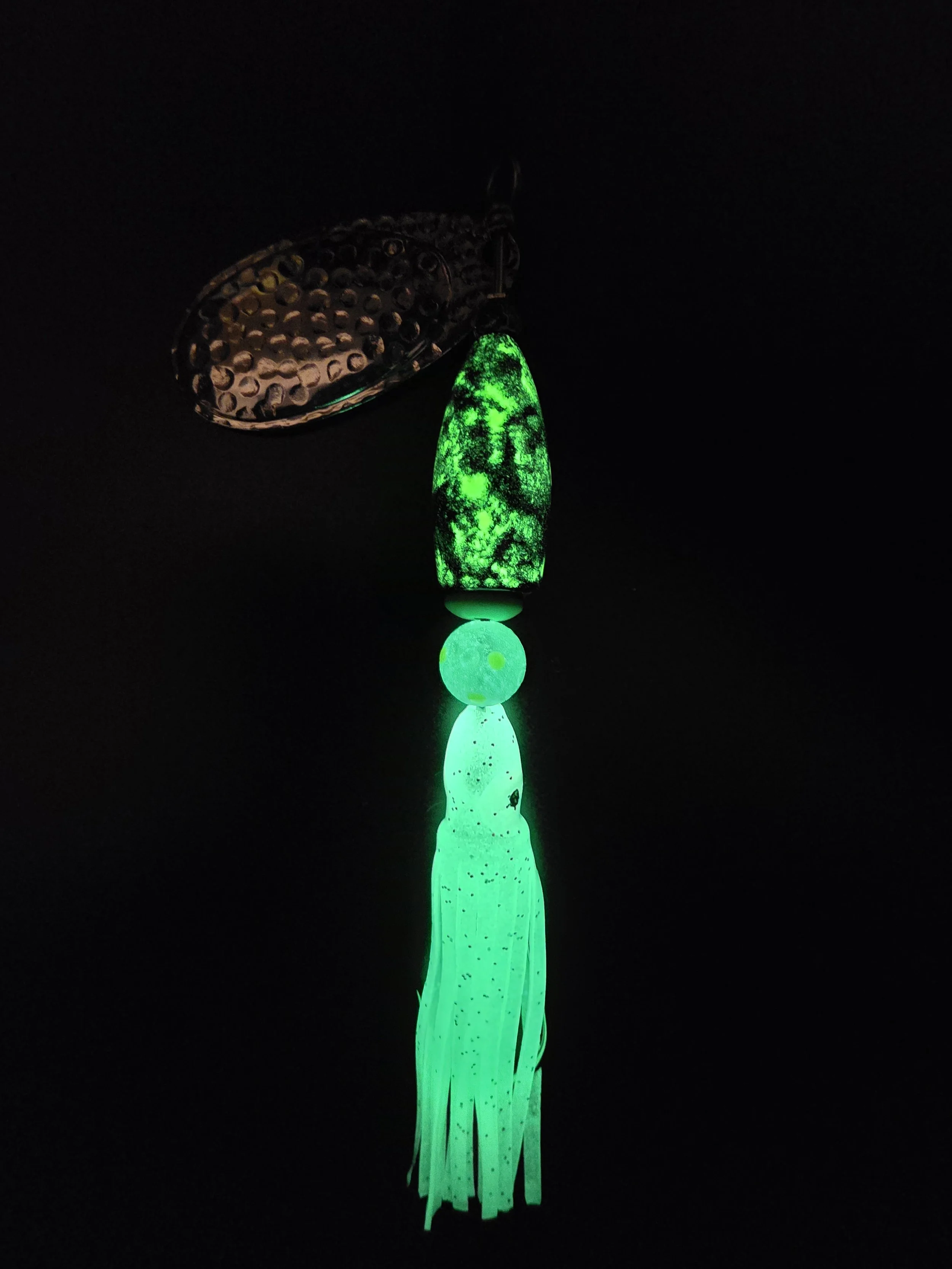 The Monster 3/4 oz fishing lure in Chartreuse Green and Black by NW CUSTOM LURES