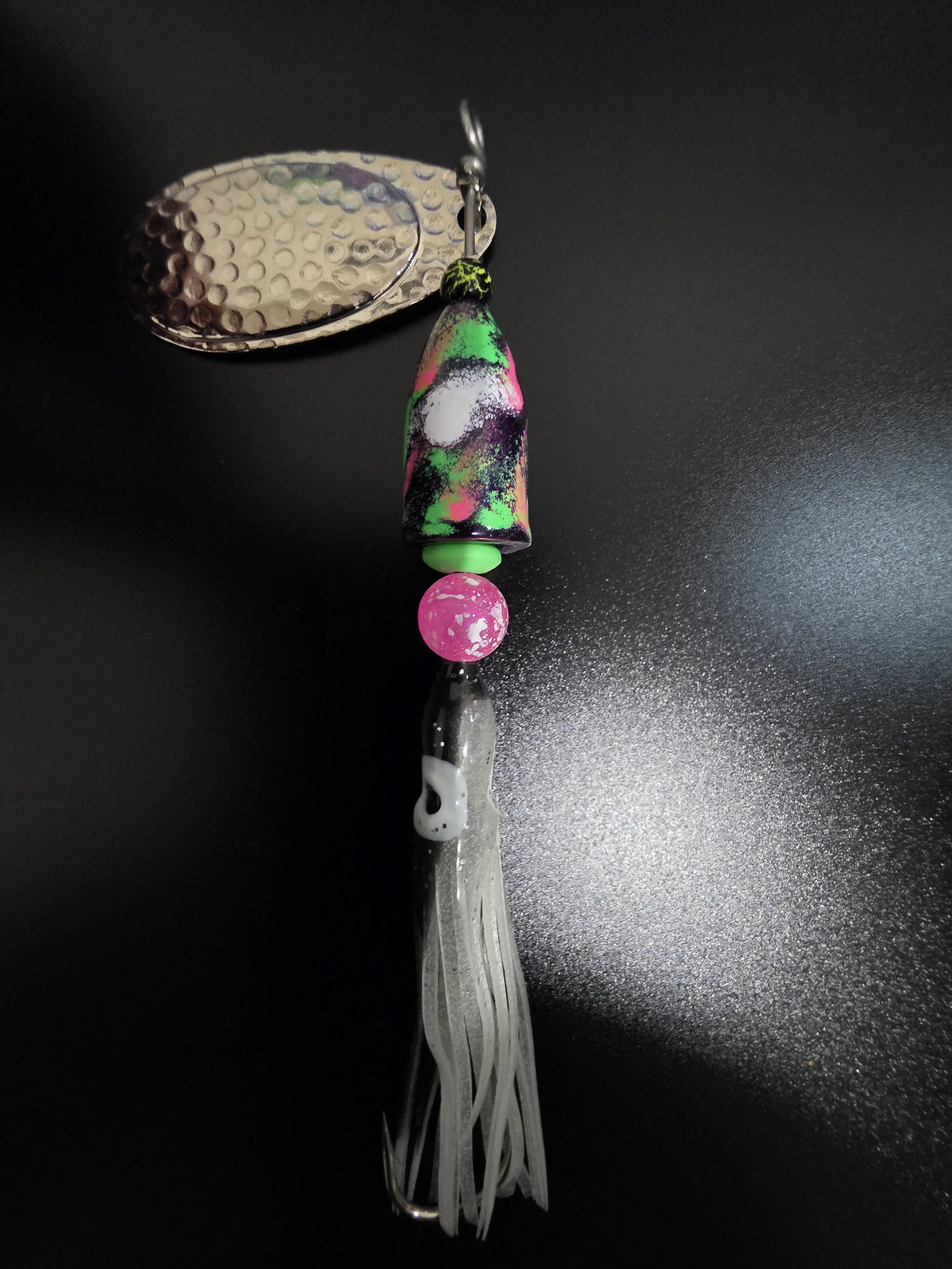 Best salmon lure: KAMAKAZI Voodoo Punch 3/4 oz custom spinner with UV hoochie and Gamakatsu hook