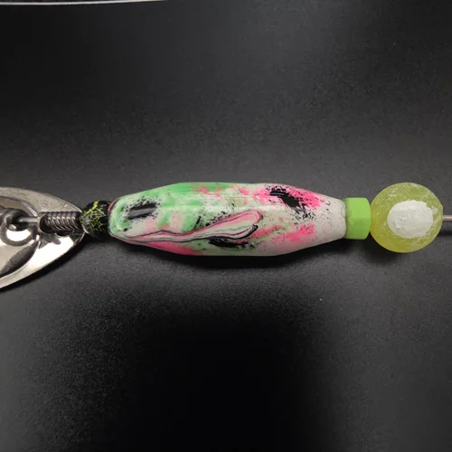 The Pink Green Black Koi (Glow) fishing spinner