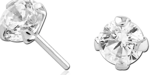 4 Prong Faceted - White CZ