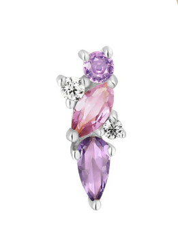 Visionary Threadless End with Amethyst + Pink Sapphire