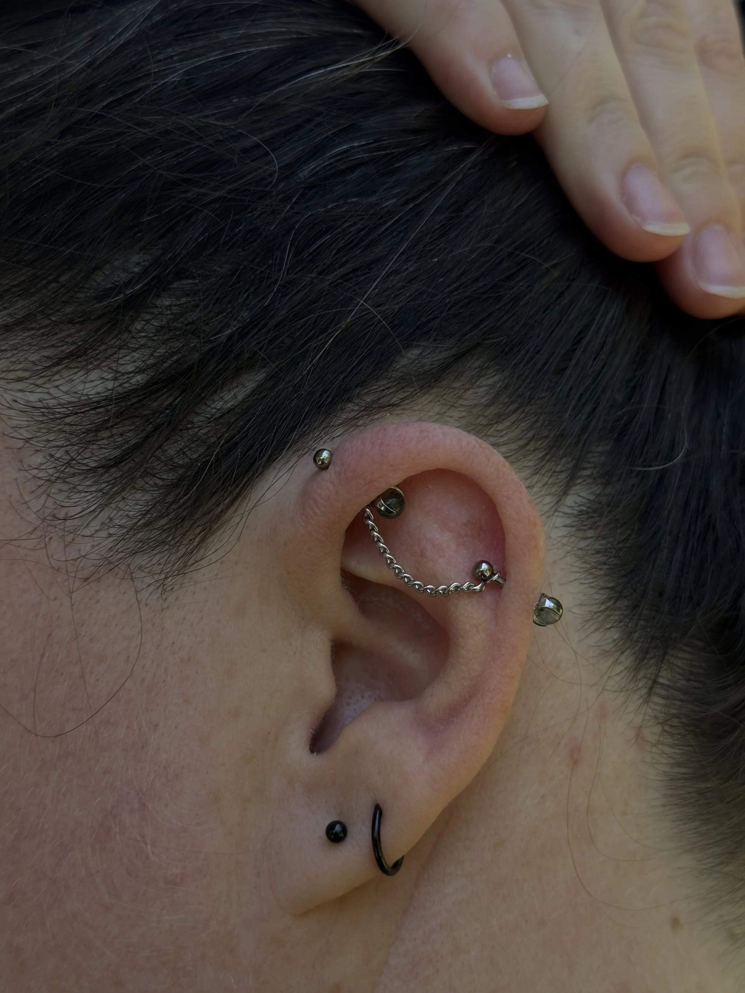 Not pierced by us, jewellery installed by us