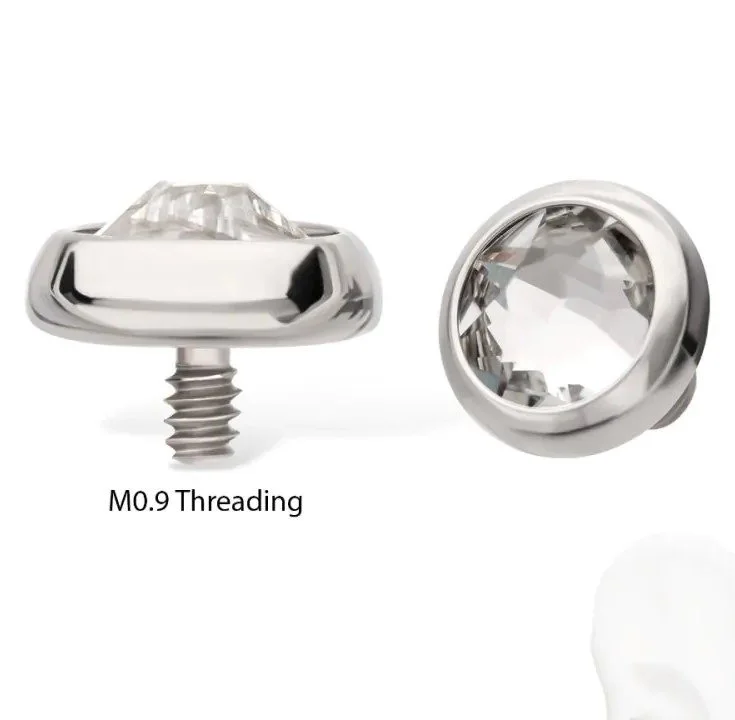 Implant-grade Low Profile Bezel-set cz - Internally Threaded