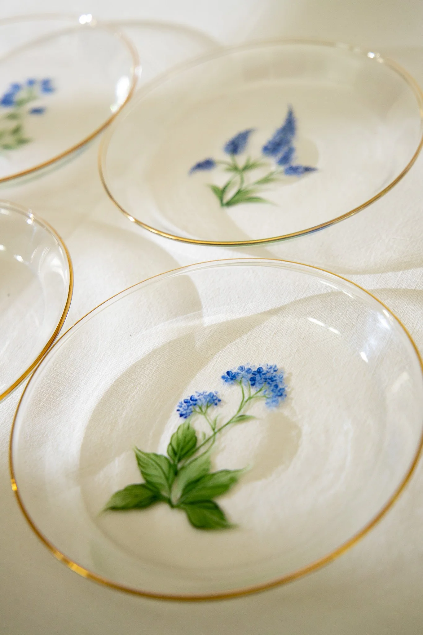 Service de 6 assiettes à pain - Fleurs bleues