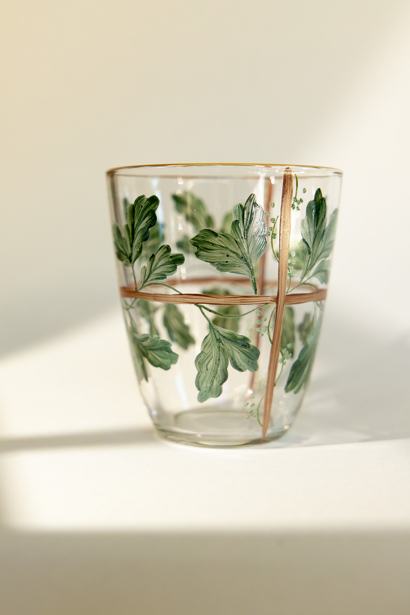 Service de 6 verres à eau - Feuillage et liseré doré