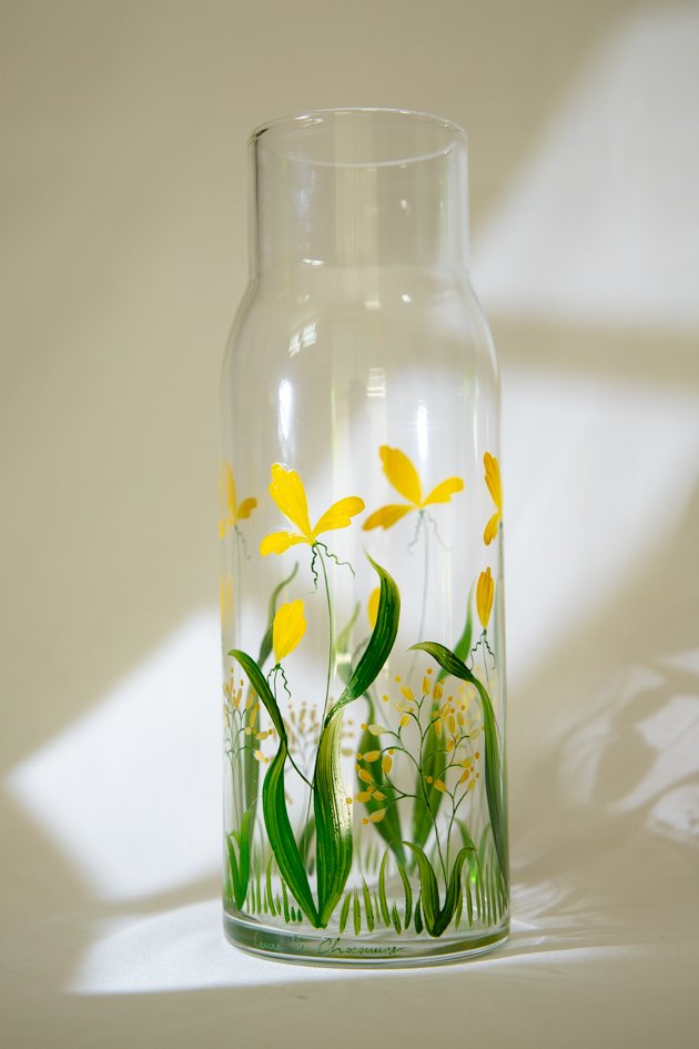 Carafe droite - Fleurs jaunes