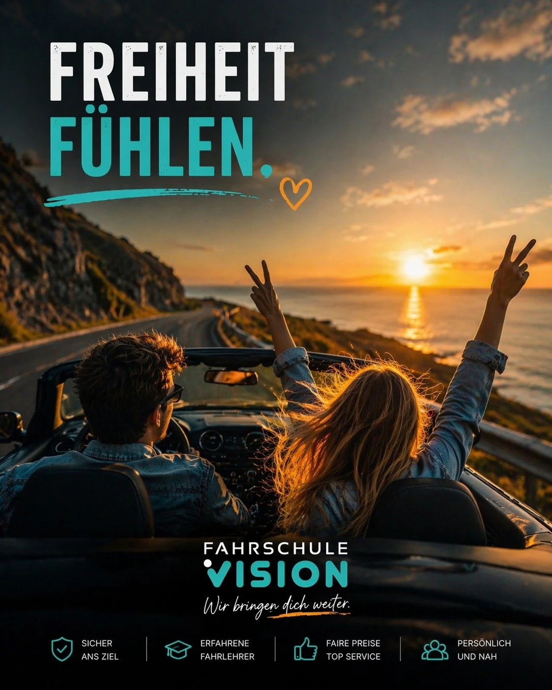Der F&uuml;hrerschein ist mehr als nur ein St&uuml;ck Plastik 🚙✨
Er bedeutet Freiheit, spontane Roadtrips, unabh&auml;ngige Entscheidungen und einfach losfahren, wann immer du willst 🙌

Keine Fahrpl&auml;ne.
Kein Warten.
Keine Einschr&auml;nkungen.