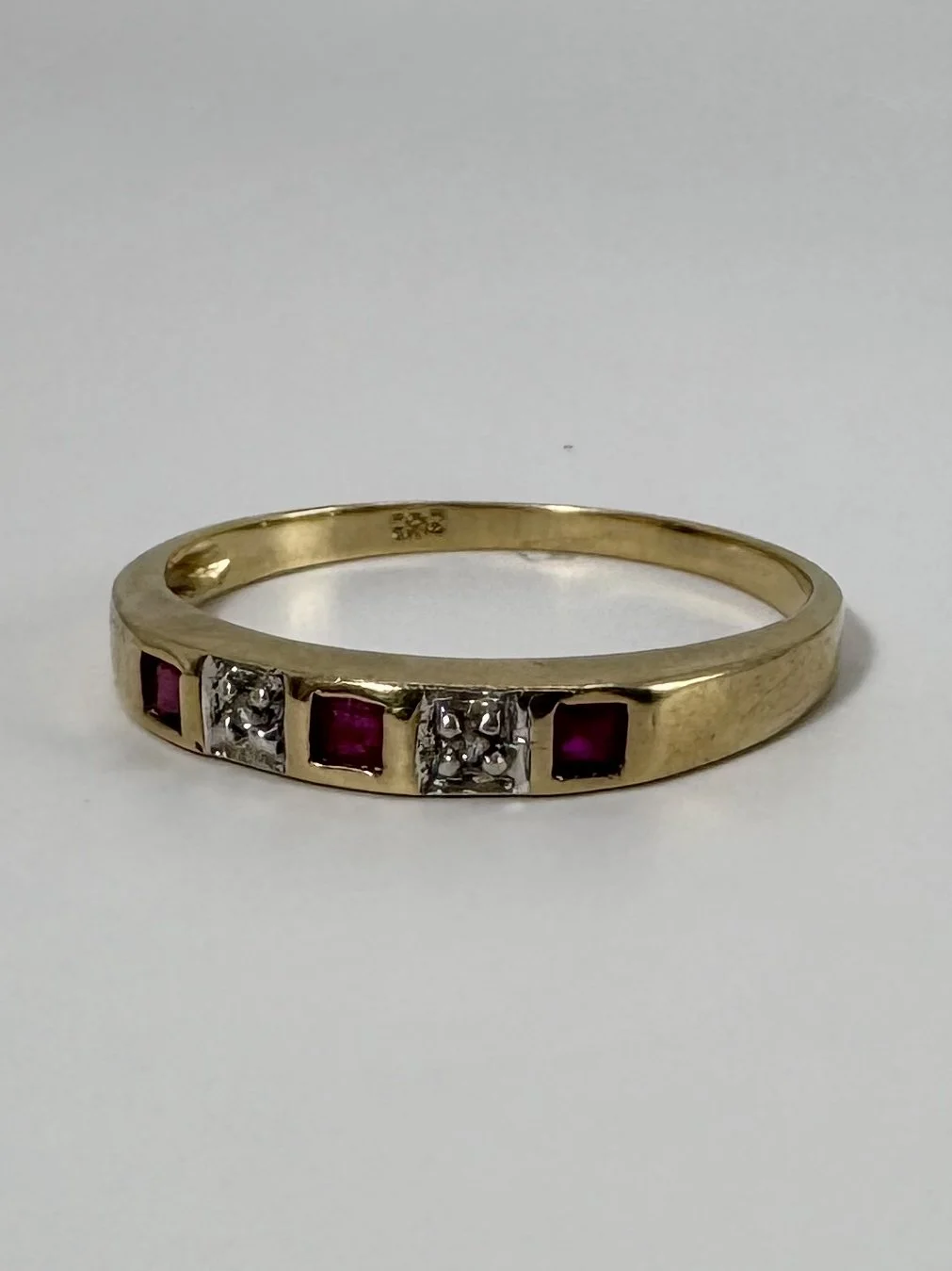 Diamonds and ruby stack ring