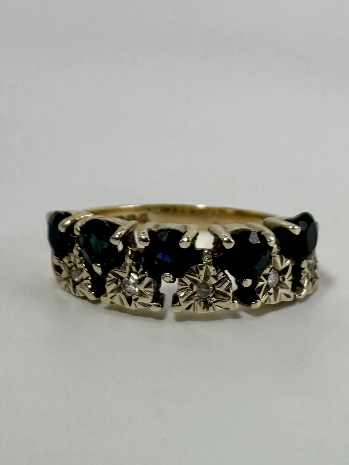 Diamond and sapphire ring