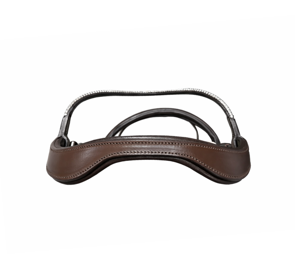 Brown anatomical bridle headpiece top view
