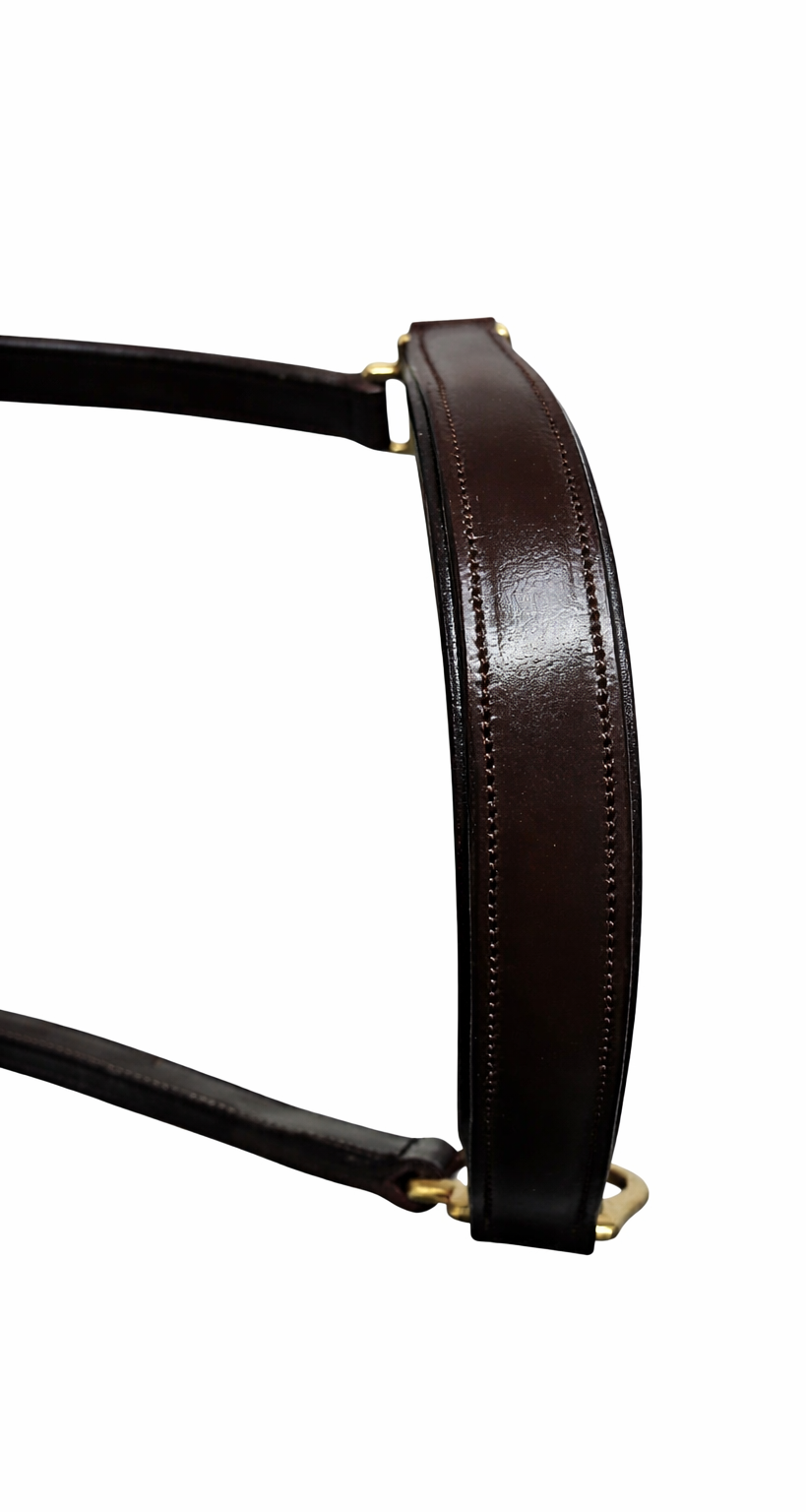 noseband view of brown leather halter
