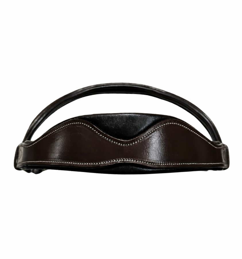 Brown anatomical contour bridle headpiece top view