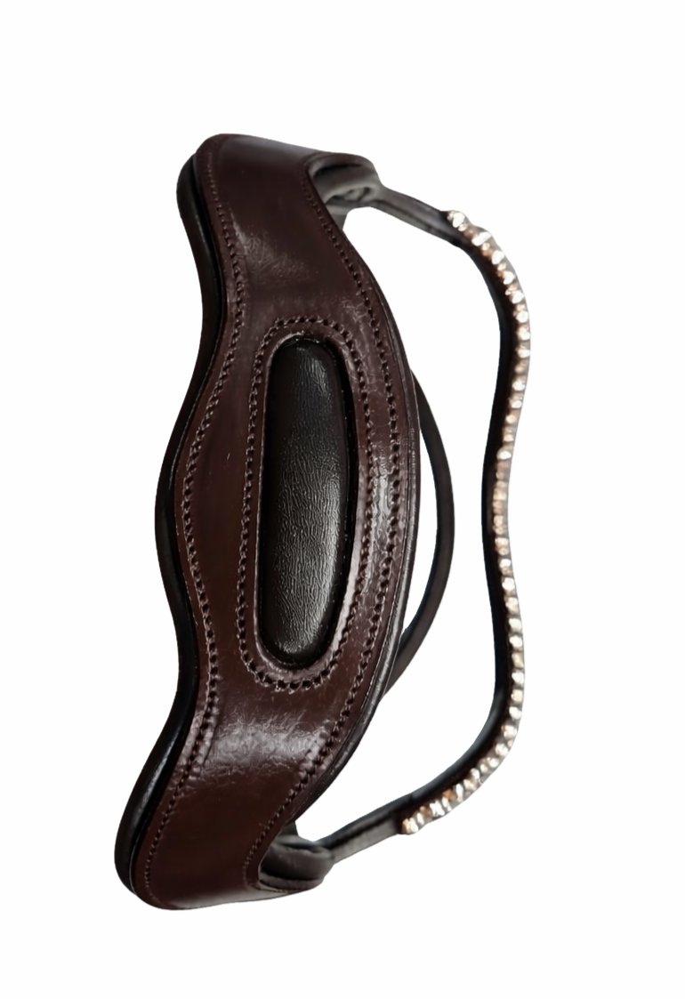 Brown anatomical bridle headpiece top view