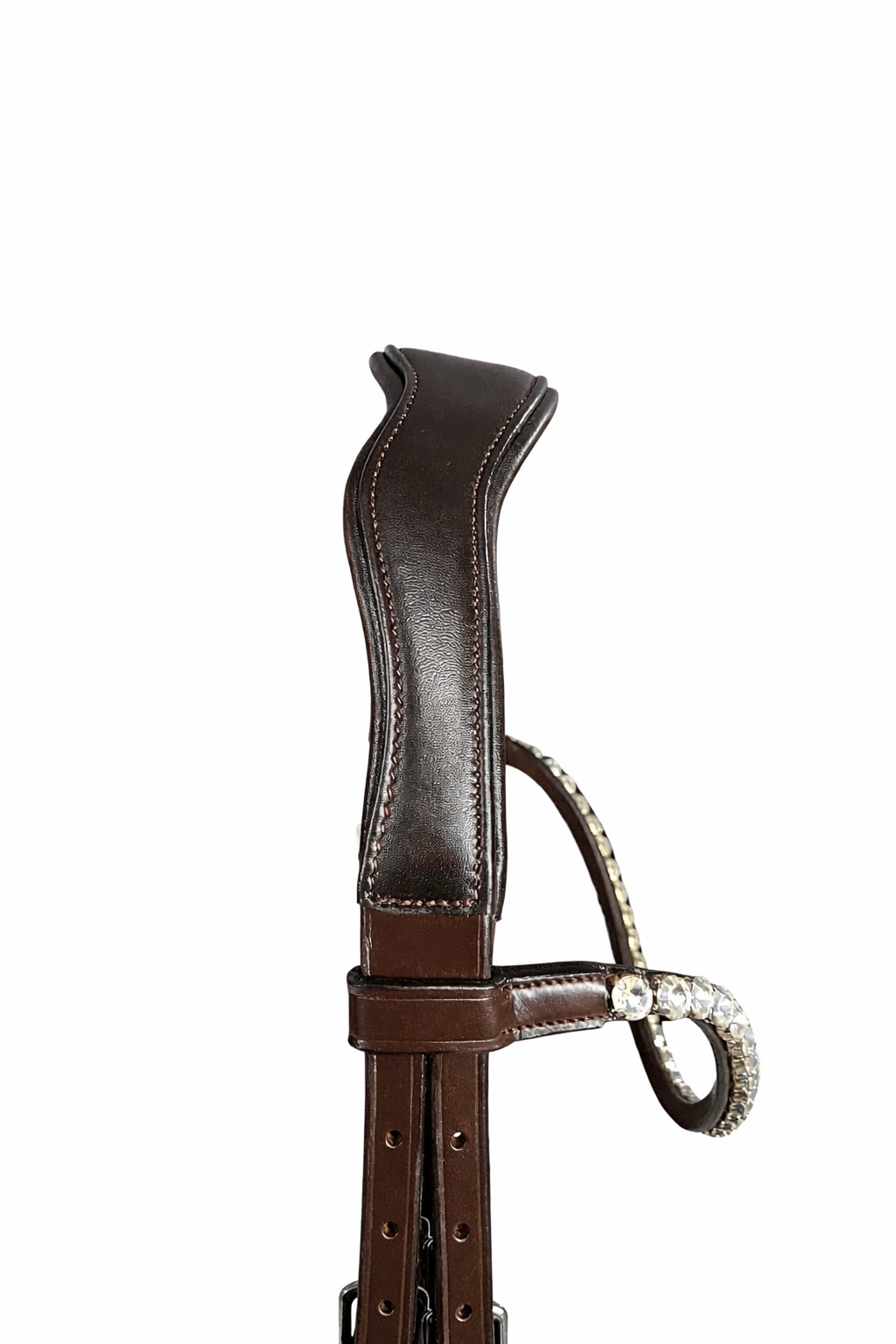 Brown anatomical bridle headpiece side view
