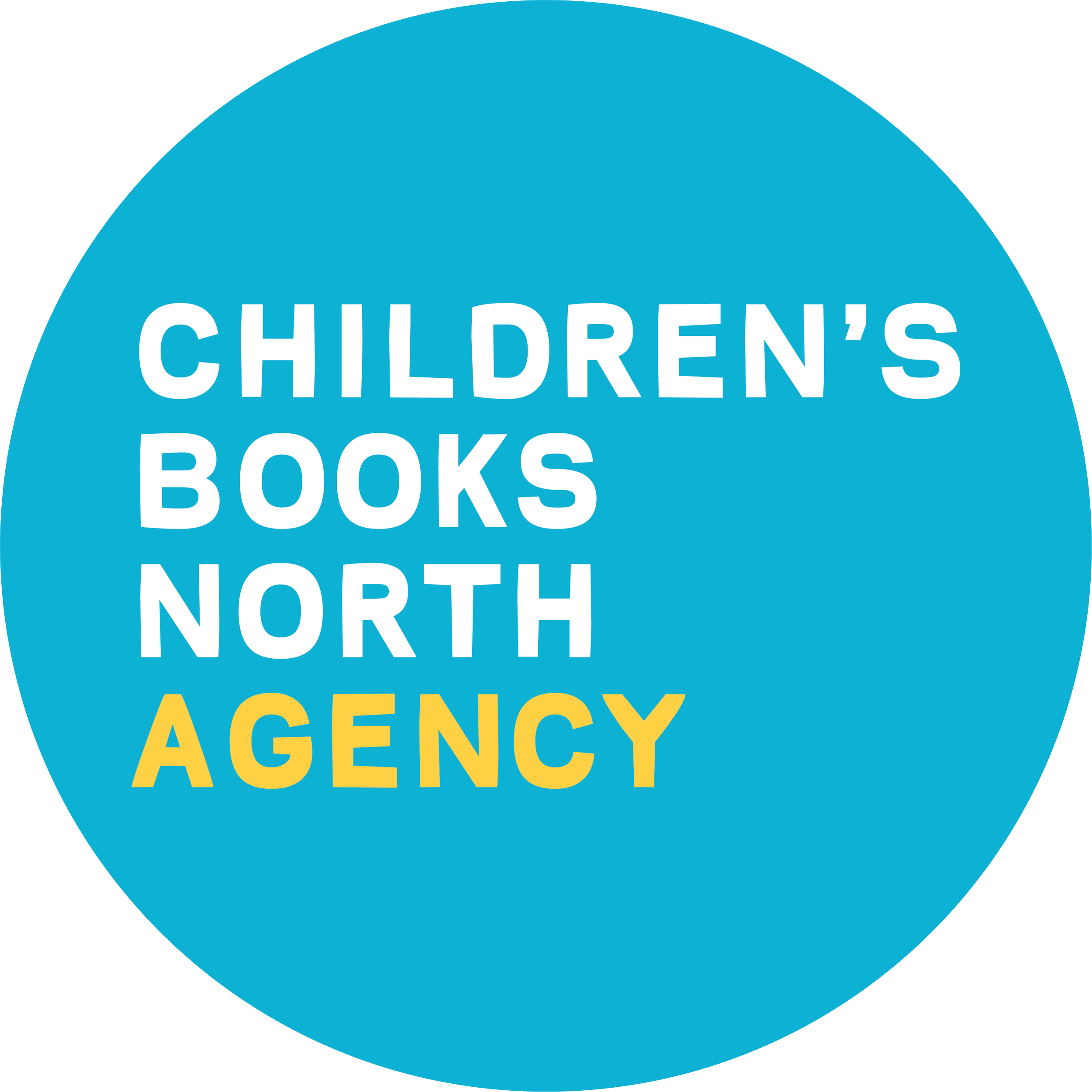 Logo for Children's Books North Agency, a blue circular background with white and yellow text.
