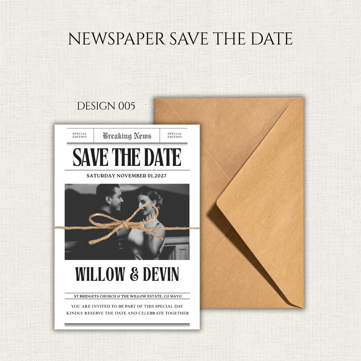 Newspaper Save the Date