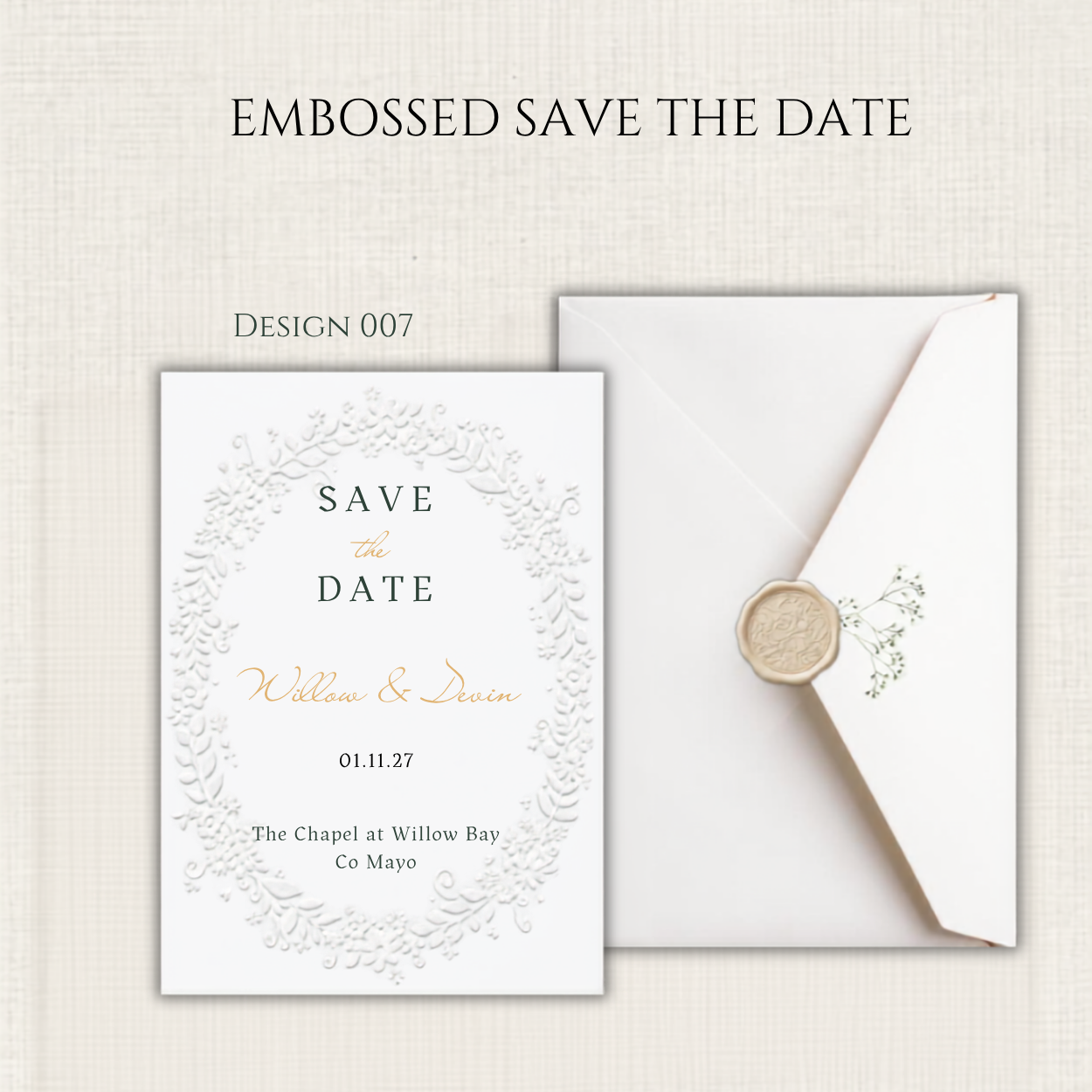 Embossed Floral Frame Save the Date