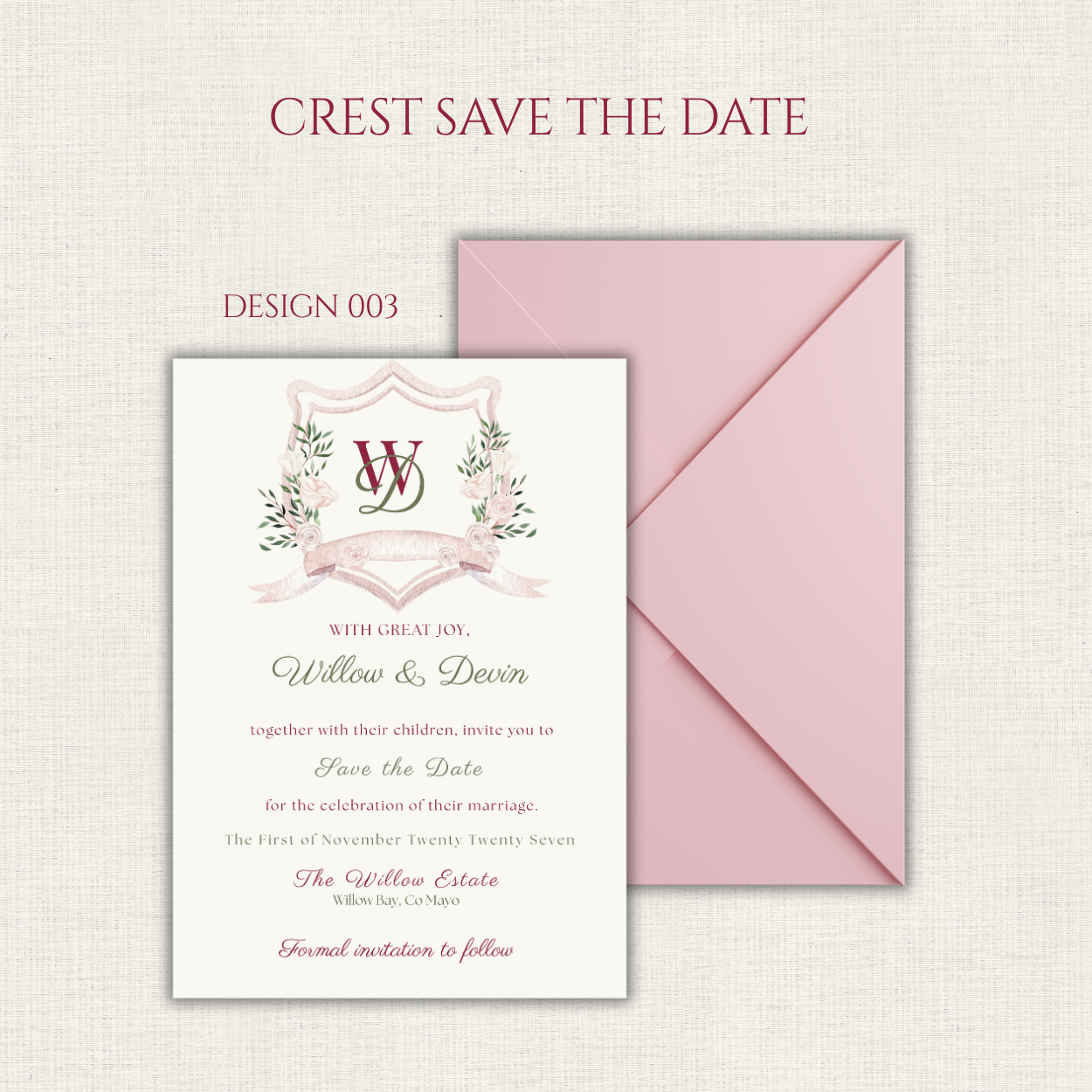 Crest Monogram Save the Date