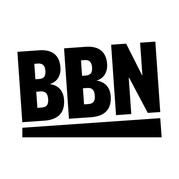 Bold black letters spelling 'BBN' with a black underline on a white background.