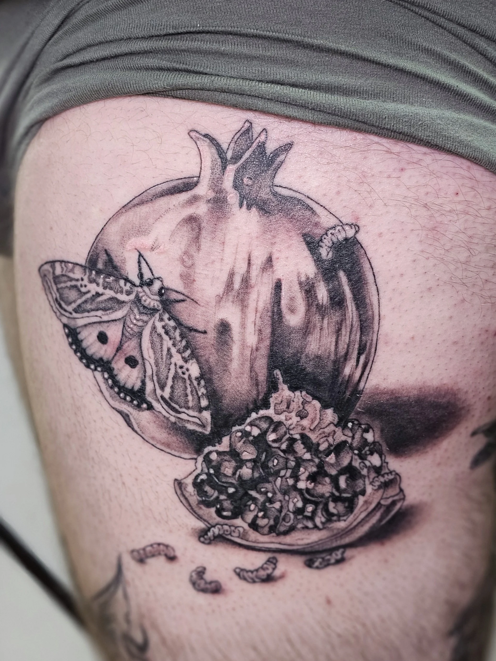 Pomegranate tattoo , Moth tattoo
