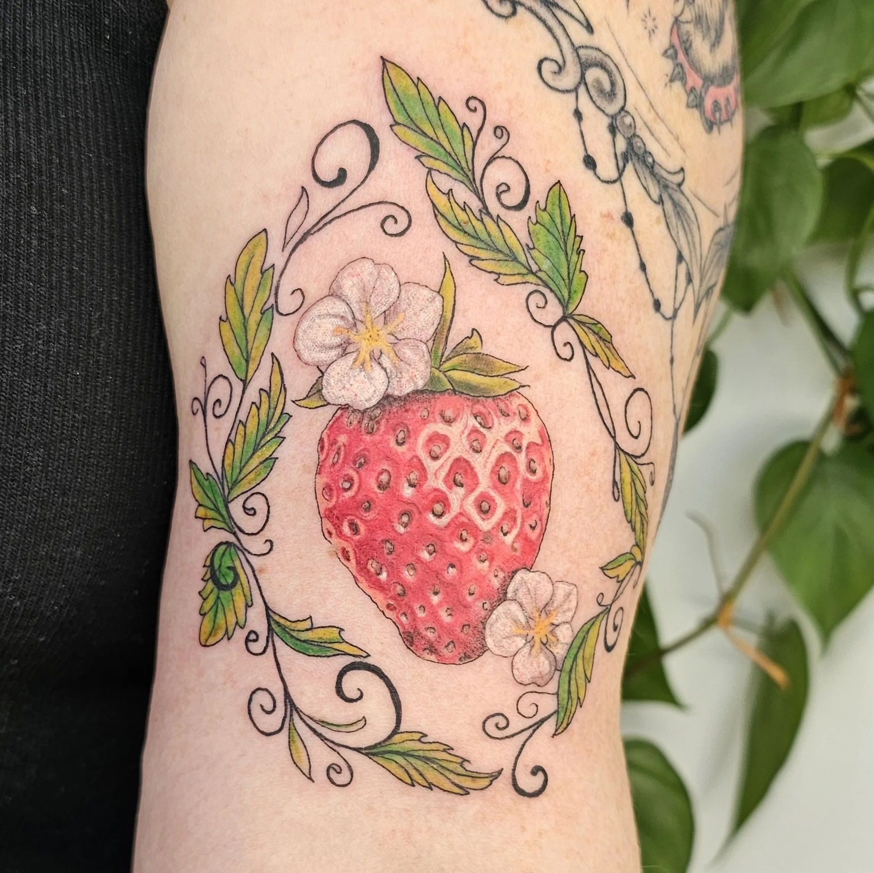 Realistic strawberry tattoo 