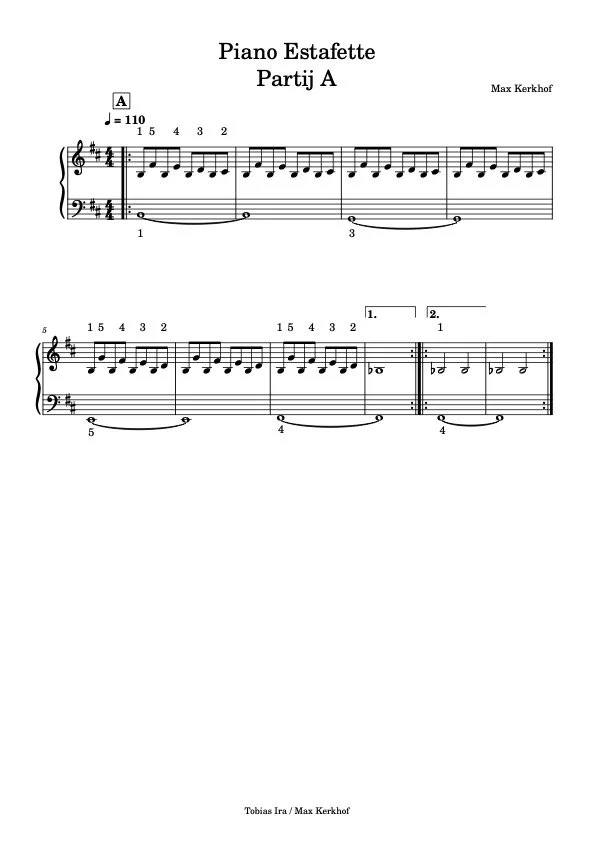 Piano estafette partij A