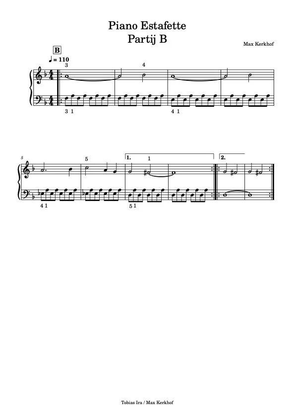 Piano estafette partij B