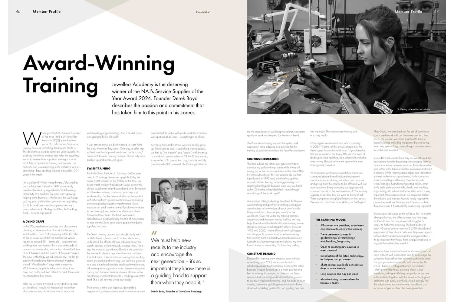Derek's Interview For The NAJ Spring Issue Of 'The Jeweller' Trade Journal 2025