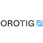 Logo with the word 'OROTIG' and a blue wave symbol