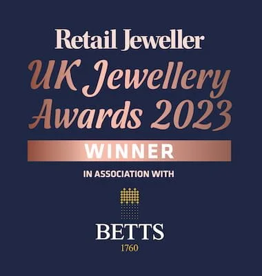 Award certificate for Retail Jeweller UK Jewellery Awards 2023, with BETTS logo and the word WINNER.