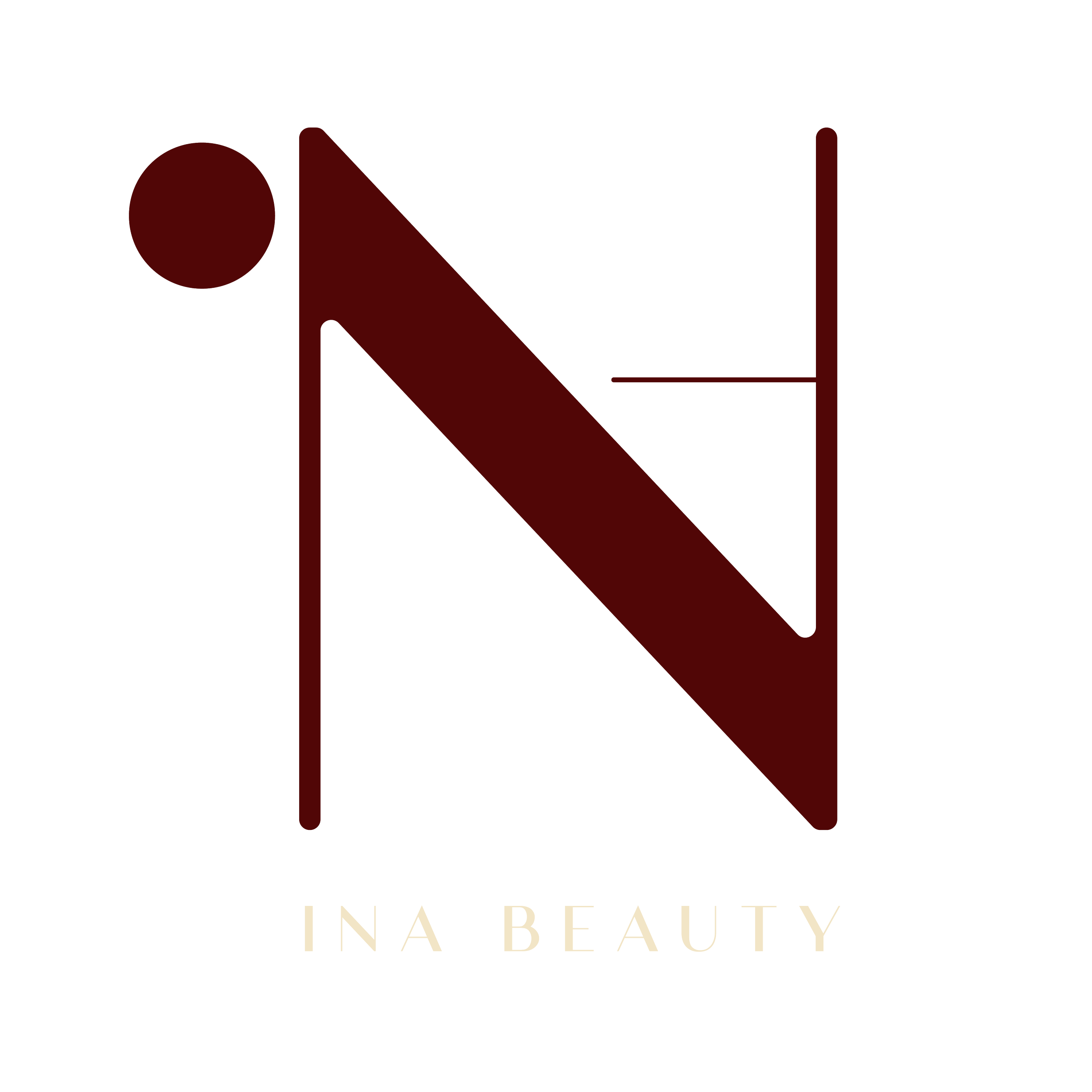 INA Beauty avec une lettre 'N' stylisée en rouge foncé et le nom de la marque en dessous.