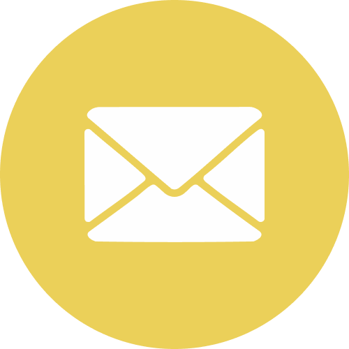 Icône d'une enveloppe blanche sur fond jaune, représentant un email ou une messagerie.