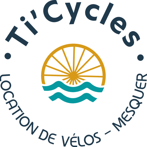 declinaison du logo Ti'Cycles, roue de vélo et vagues
