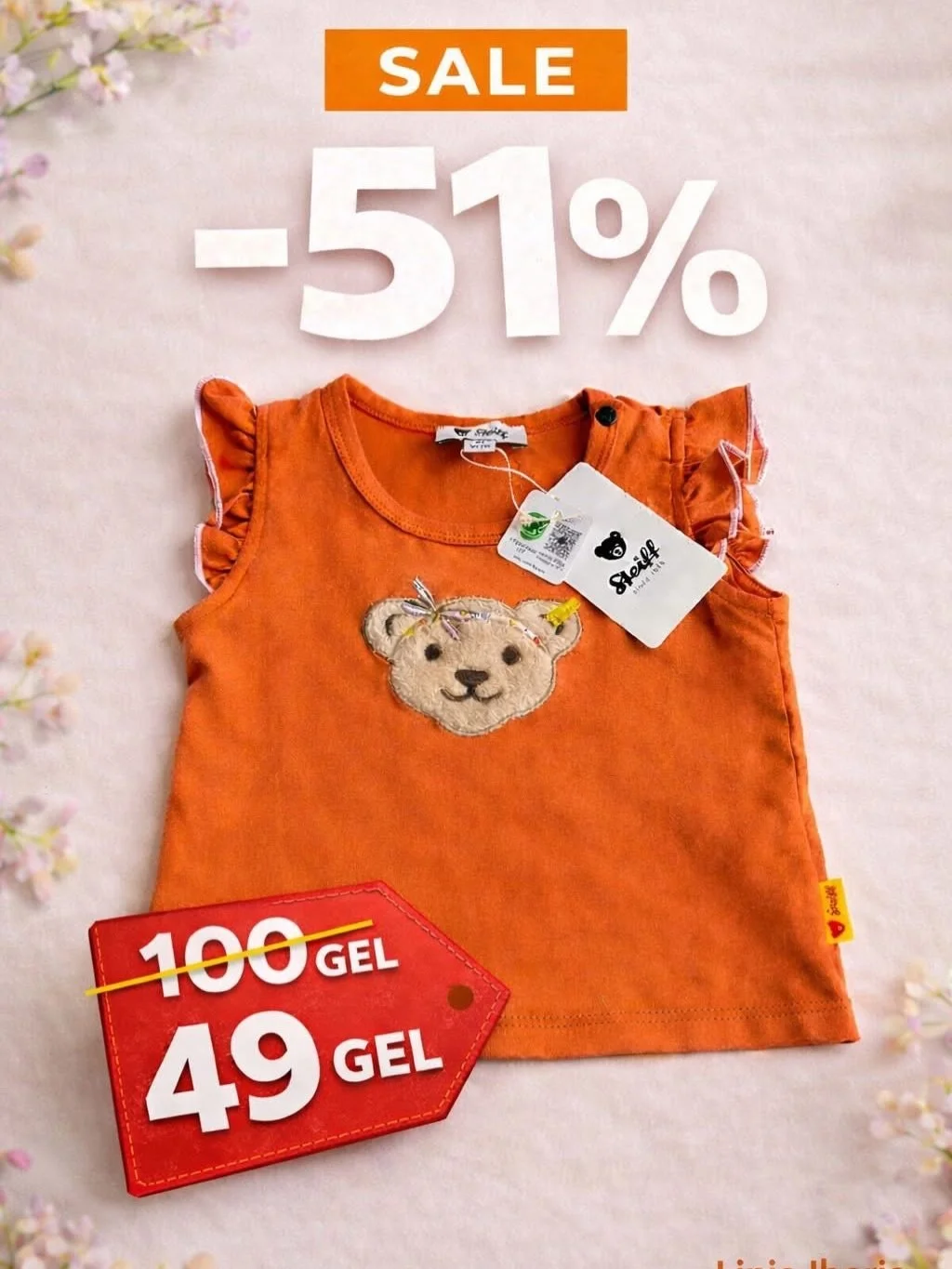 🚨 დიდი ფასდაკლება ჩვენთან! 🚨

🔥 STEIFF ბავშვის მაისური 🔥

💥 100 GEL-ის ნაცვლად &mdash; მხოლოდ 49 GEL (-51%) 💥

👶 ზომა: 62 სმ (2&ndash;3 თვე)

⚠️ ხელმისაწვდომია მხოლოდ 1 ცალი!

🚚 მიწოდება მთელი საქართველოს მასშტაბით

📩 დეტალებისთვის მოგვწერეთ