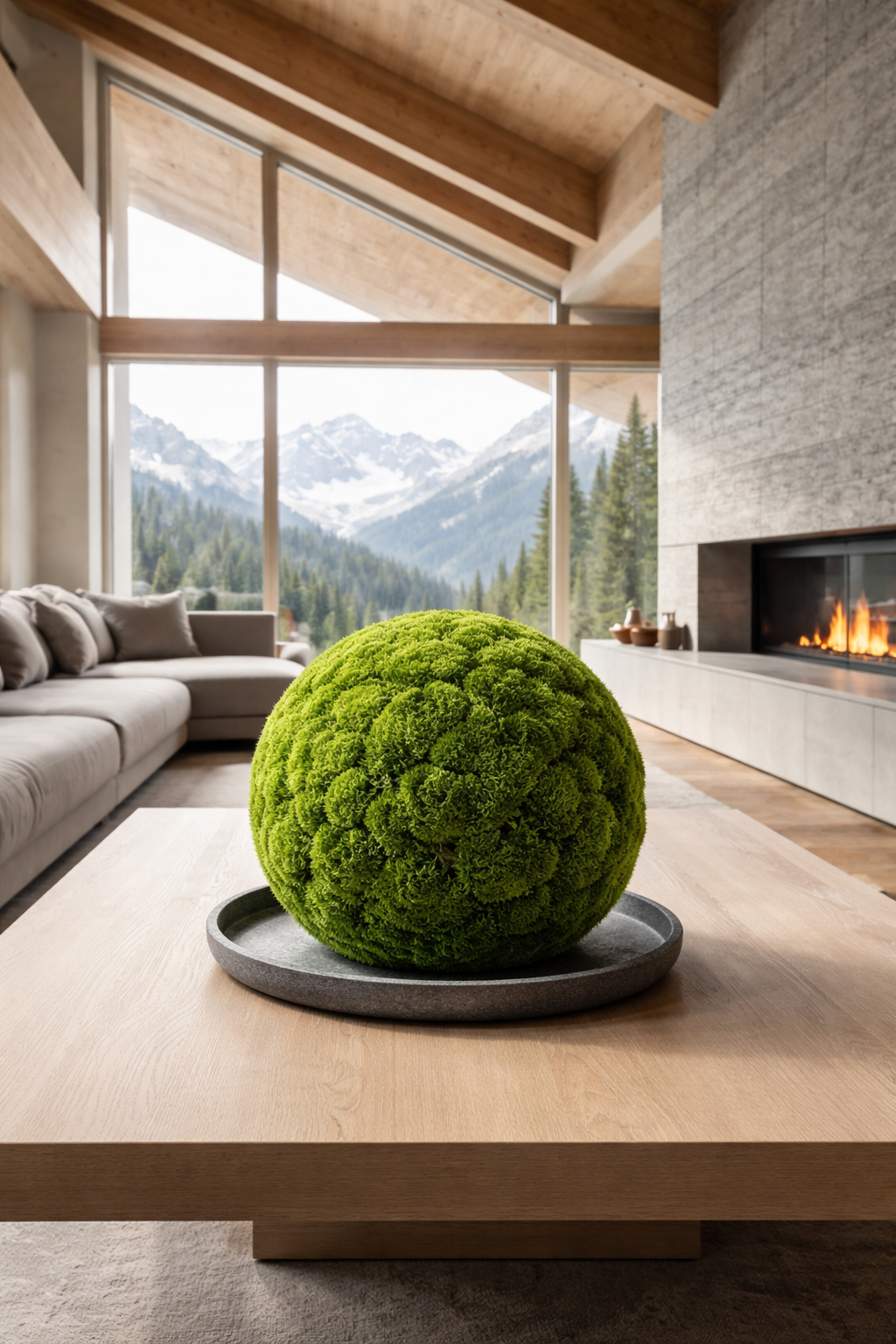 Moss Sphere on the Table