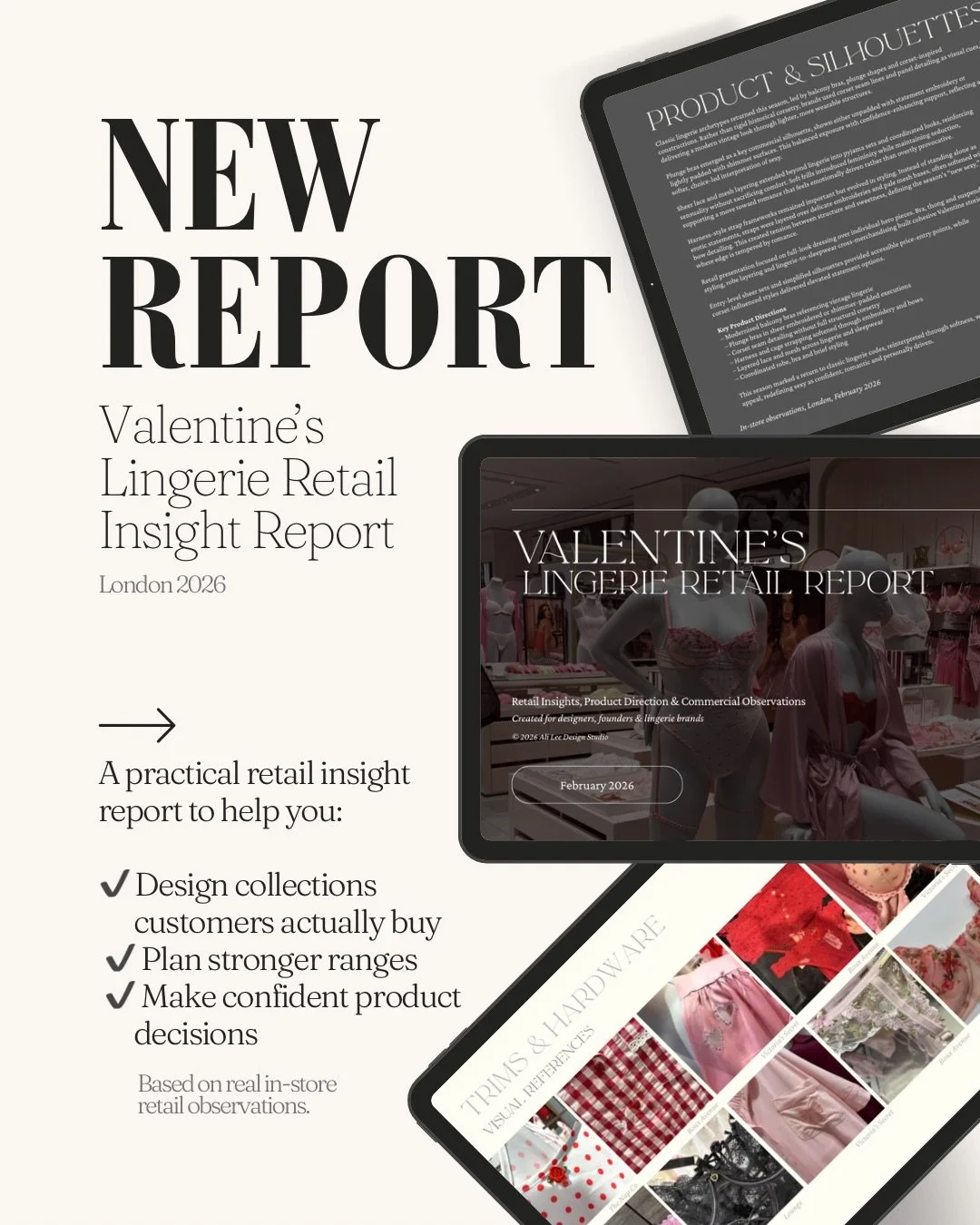 ✨ NEW RETAIL INSIGHT REPORT ✨

Today we launch our first of the Retail Insights series! And I&rsquo;m genuinely so excited to share it with you all. 

Valentine&rsquo;s lingerie tells us far more about customer behaviour than trends.

Valentine&rsquo