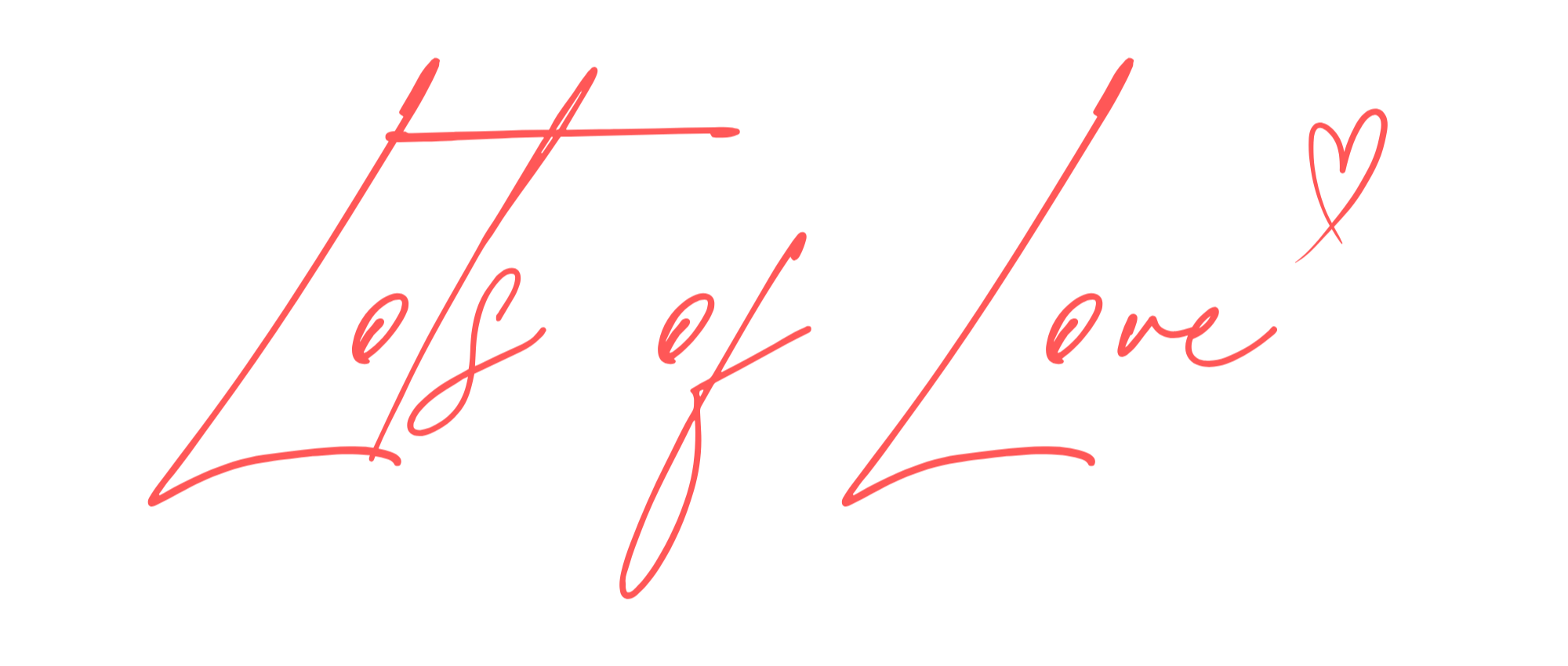 Handgeschriebener Text: 'Lots of Love' in roter Farbe auf schwarzem Hintergrund, mit Herzsymbol.